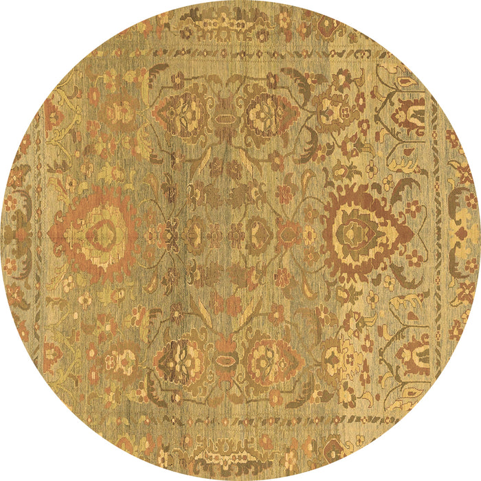 Round Machine Washable Oriental Brown Traditional Rug, wshabs1725brn