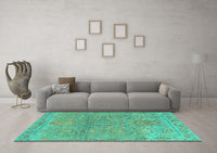 Machine Washable Oriental Turquoise Traditional Rug, wshabs1725turq