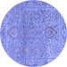 Round Machine Washable Oriental Blue Traditional Rug, wshabs1725blu