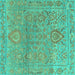 Square Machine Washable Oriental Turquoise Traditional Area Rugs, wshabs1725turq