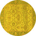 Round Oriental Yellow Traditional Rug, abs1726yw