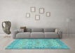 Machine Washable Oriental Light Blue Traditional Rug in a Living Room, wshabs1726lblu