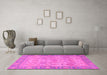 Machine Washable Oriental Pink Traditional Rug in a Living Room, wshabs1726pnk