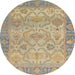 Round Machine Washable Abstract Dark Almond Brown Rug, wshabs1726