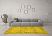 Machine Washable Oriental Yellow Traditional Rug in a Living Room, wshabs1726yw