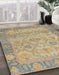 Abstract Dark Almond Brown Oriental Rug in Family Room, abs1726