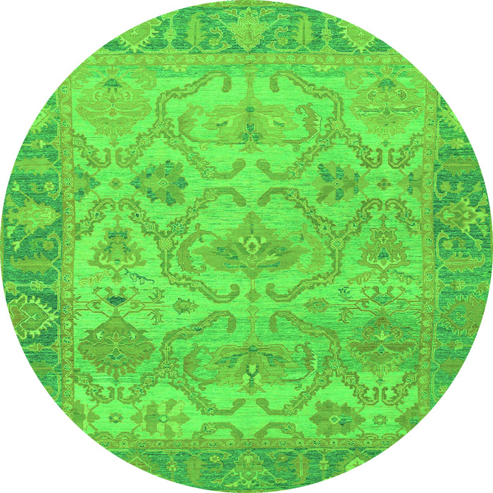 Round Oriental Green Traditional Rug, abs1726grn