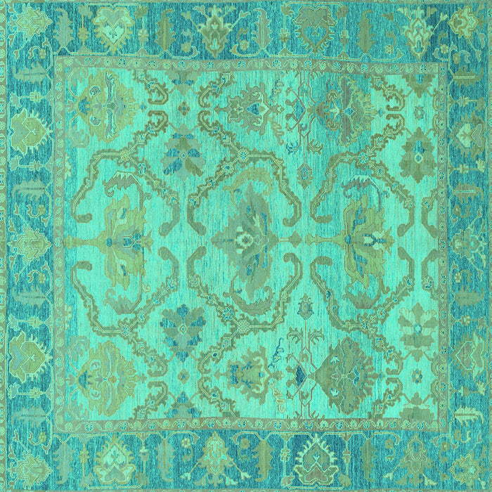 Square Oriental Turquoise Traditional Rug, abs1726turq