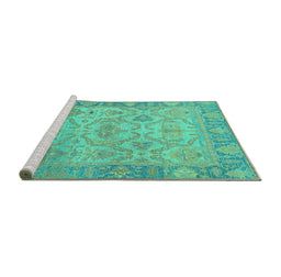 Sideview of Machine Washable Oriental Turquoise Traditional Area Rugs, wshabs1726turq