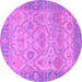 Round Machine Washable Oriental Purple Traditional Area Rugs, wshabs1726pur