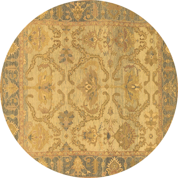 Round Machine Washable Oriental Brown Traditional Rug, wshabs1726brn