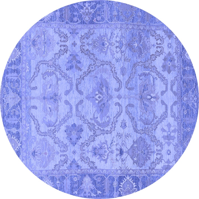 Round Machine Washable Oriental Blue Traditional Rug, wshabs1726blu