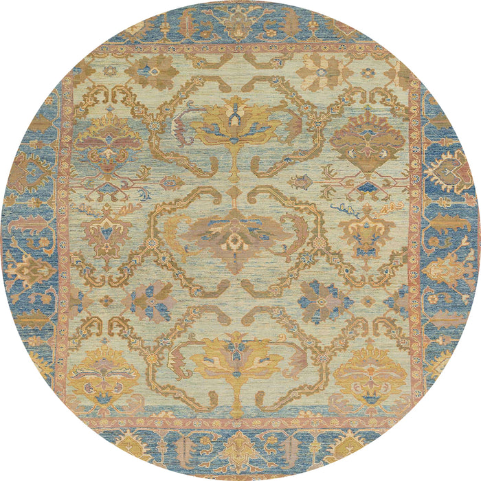 Round Abstract Dark Almond Brown Oriental Rug, abs1726