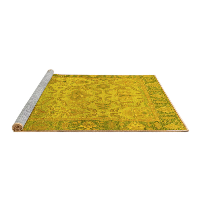Sideview of Machine Washable Oriental Yellow Traditional Rug, wshabs1726yw