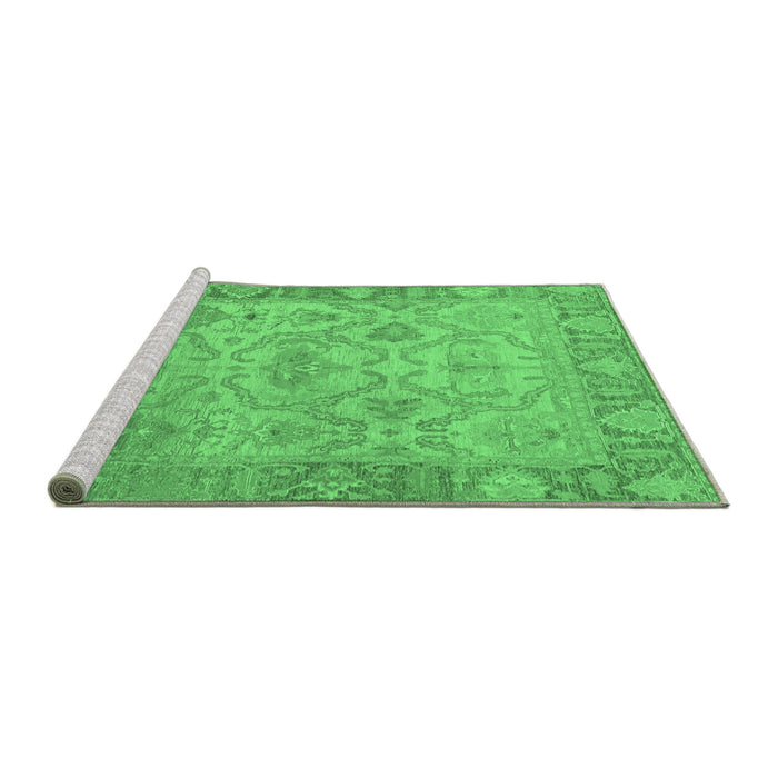 Sideview of Machine Washable Oriental Emerald Green Traditional Area Rugs, wshabs1726emgrn