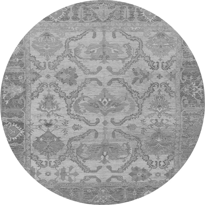 Round Machine Washable Oriental Gray Traditional Rug, wshabs1726gry