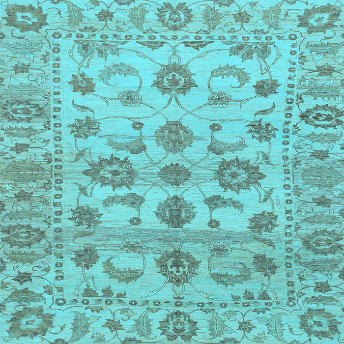 Square Machine Washable Oriental Light Blue Traditional Rug, wshabs1727lblu