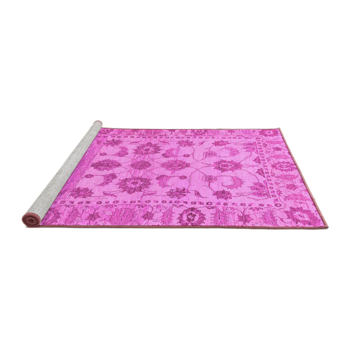 Sideview of Machine Washable Oriental Pink Traditional Rug, wshabs1727pnk