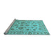 Sideview of Machine Washable Oriental Light Blue Traditional Rug, wshabs1727lblu