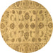 Round Oriental Brown Traditional Rug, abs1727brn