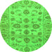 Round Oriental Green Traditional Rug, abs1727grn