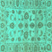 Square Machine Washable Oriental Turquoise Traditional Area Rugs, wshabs1727turq