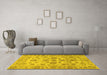 Machine Washable Oriental Yellow Traditional Rug in a Living Room, wshabs1727yw