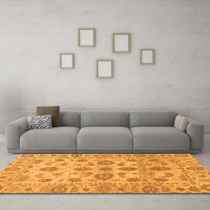 Machine Washable Oriental Orange Traditional Area Rugs in a Living Room, wshabs1727org