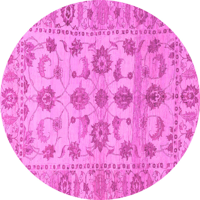 Round Machine Washable Oriental Pink Traditional Rug, wshabs1727pnk