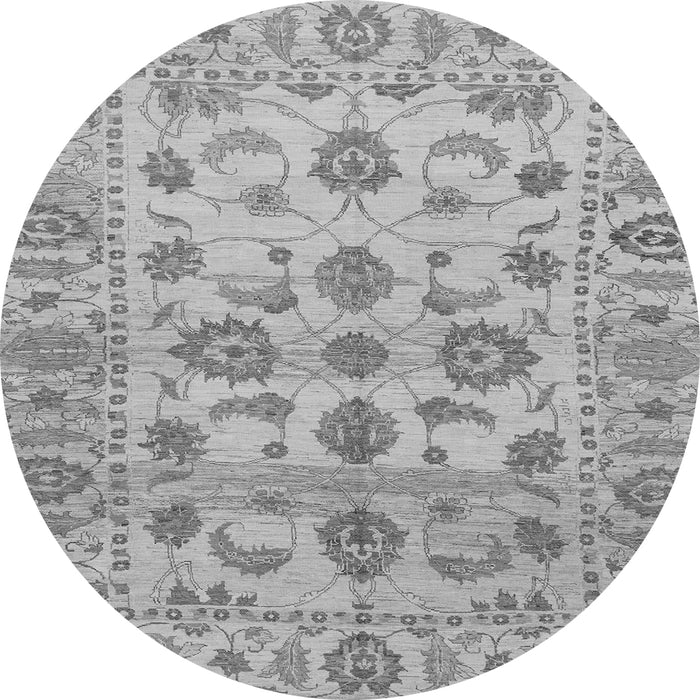 Round Machine Washable Oriental Gray Traditional Rug, wshabs1727gry