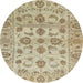 Round Abstract Brown Oriental Rug, abs1727