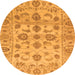 Round Machine Washable Oriental Orange Traditional Area Rugs, wshabs1727org