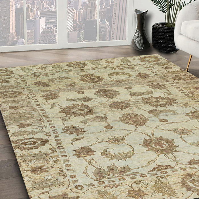 Abstract Brown Oriental Rug in Family Room, abs1727