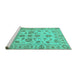 Sideview of Machine Washable Oriental Turquoise Traditional Area Rugs, wshabs1727turq