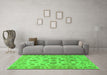 Machine Washable Oriental Green Traditional Area Rugs in a Living Room,, wshabs1727grn