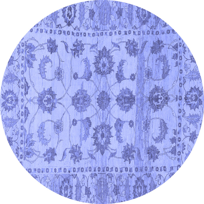 Round Machine Washable Oriental Blue Traditional Rug, wshabs1727blu