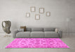 Machine Washable Oriental Pink Traditional Rug in a Living Room, wshabs1727pnk