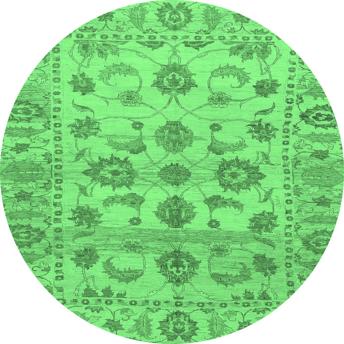 Round Oriental Emerald Green Traditional Rug, abs1727emgrn