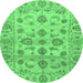 Round Oriental Emerald Green Traditional Rug, abs1727emgrn