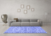 Machine Washable Oriental Blue Traditional Rug, wshabs1727blu