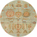 Round Machine Washable Abstract Bronze Brown Rug, wshabs1728