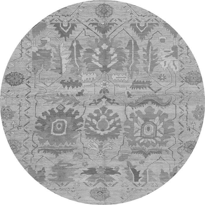 Round Machine Washable Oriental Gray Traditional Rug, wshabs1728gry