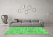Machine Washable Oriental Emerald Green Traditional Area Rugs in a Living Room,, wshabs1728emgrn