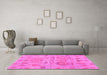 Machine Washable Oriental Pink Traditional Rug in a Living Room, wshabs1728pnk