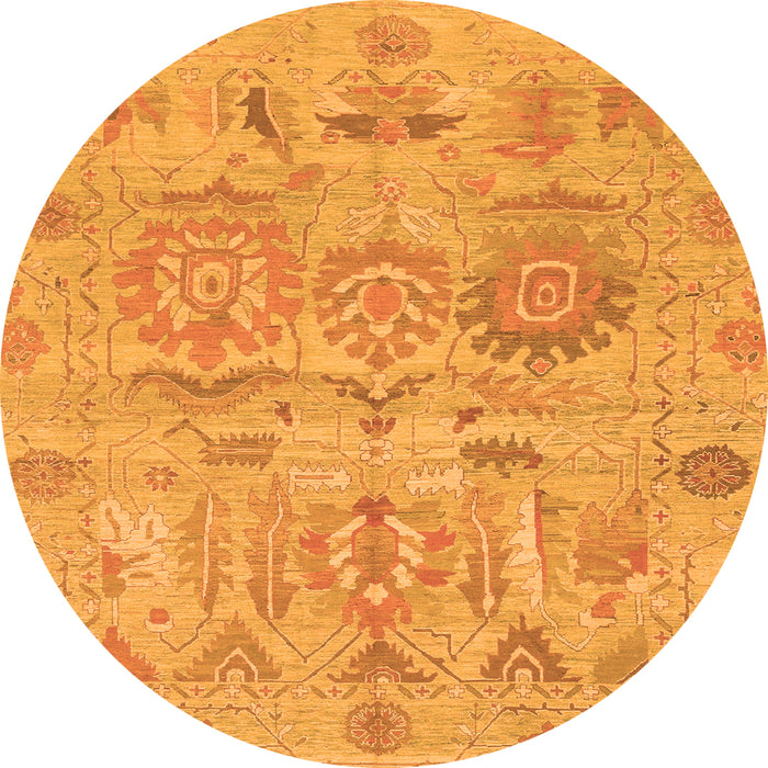 Round Machine Washable Oriental Orange Traditional Area Rugs, wshabs1728org