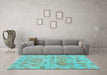 Machine Washable Oriental Light Blue Traditional Rug in a Living Room, wshabs1728lblu
