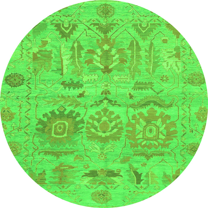 Round Oriental Green Traditional Rug, abs1728grn