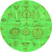 Round Oriental Green Traditional Rug, abs1728grn