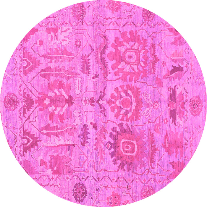 Round Machine Washable Oriental Pink Traditional Rug, wshabs1728pnk