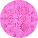 Round Machine Washable Oriental Pink Traditional Rug, wshabs1728pnk